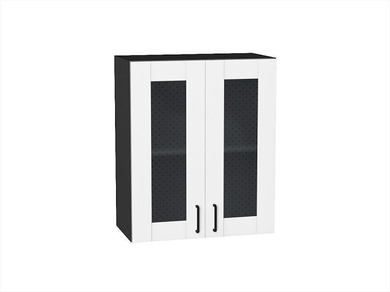 Кухня 716*600*Шкаф верхний с 2-мя остекленными дверцами Лофт Super White/Graphite